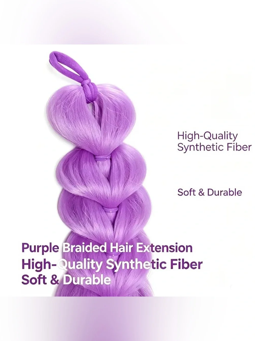 💜 NEW 24” [K-Pop Style] Synthetic Light Purple Braided Ponytail Hair Extension ✨